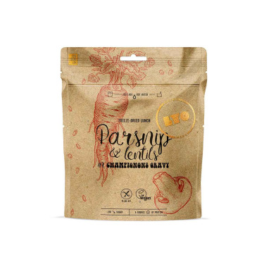 Luomu palsternakka ja linssit sienikastikkeella