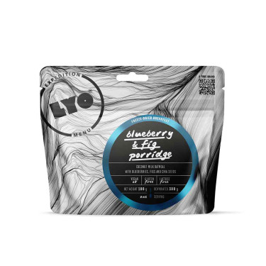 Kookospuuro mustikalla, viikunalla ja chia-siemenillä