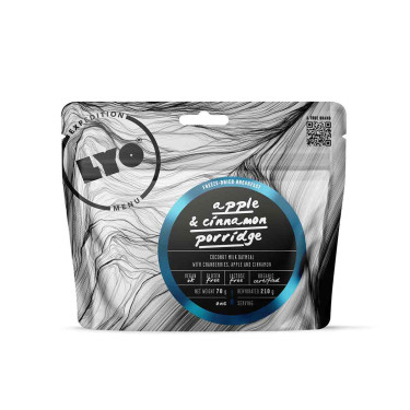 Luomupuuro omenalla, karpalolla, kanelilla ja chia-siemenillä